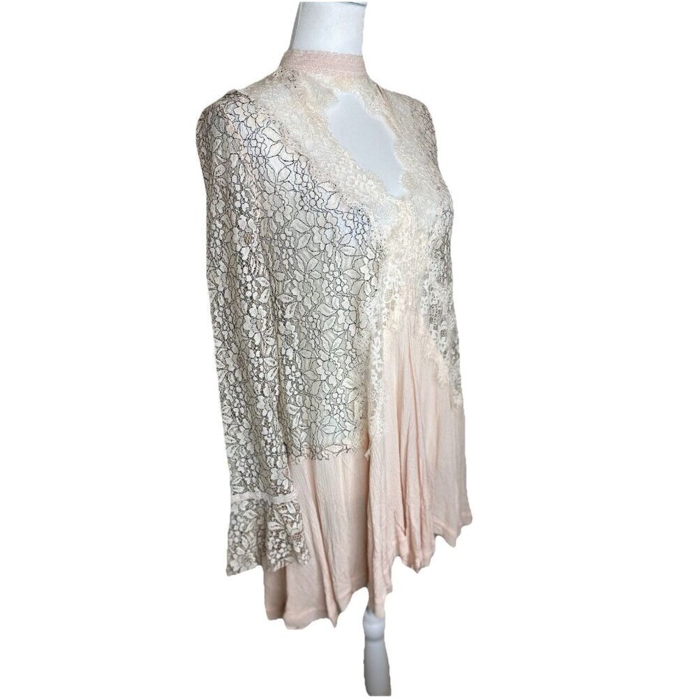 NWT Free People Secret Origins tell tale lace Tunic Retail $128 size S Pearl - Picture 5 of 11